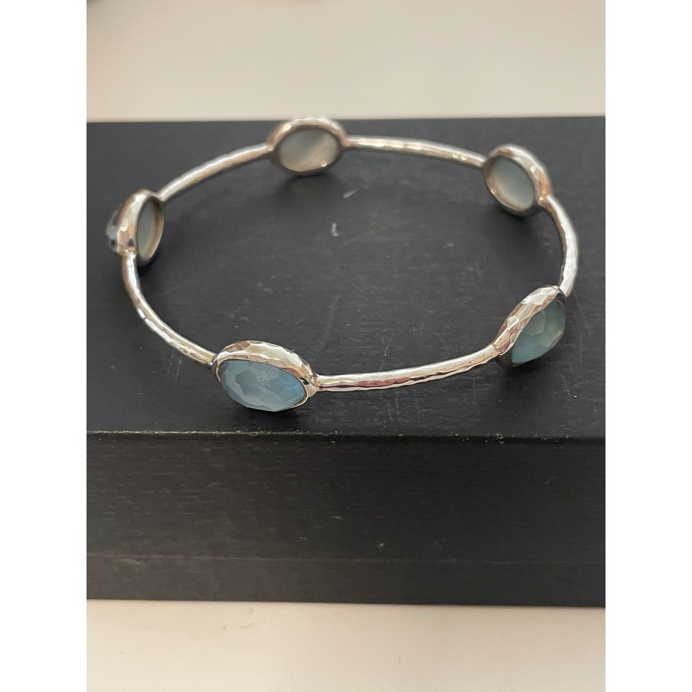 Ippolita Rock Candy 5-Stone Blue Topaz Sterling Silver Bangle Bracelet Gemstone